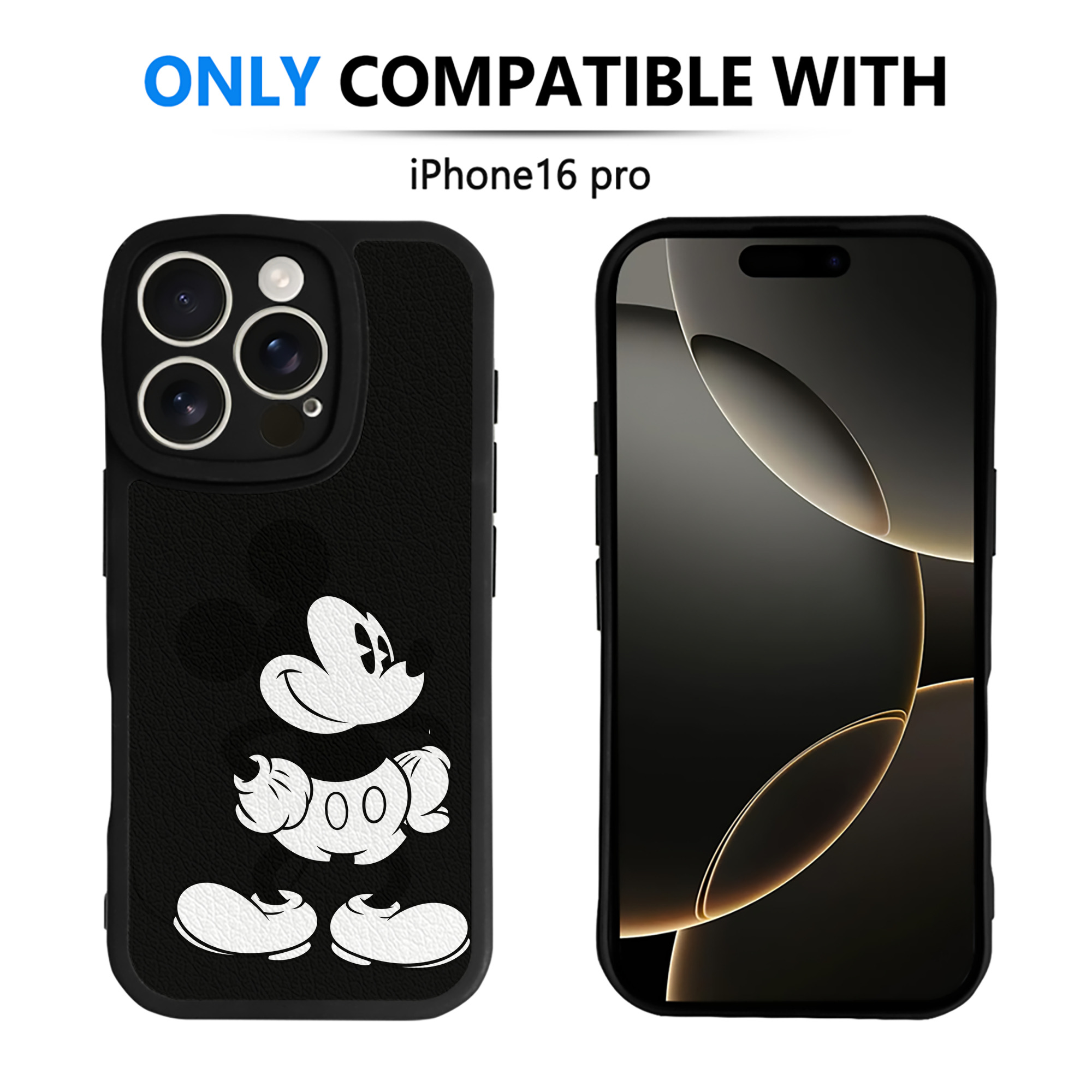 （画像用） ミッキーマウス Mickey Mouse 【iPhone 16シリーズ対応】シリコンスマホケース（レザー調） 材質：シリコン
